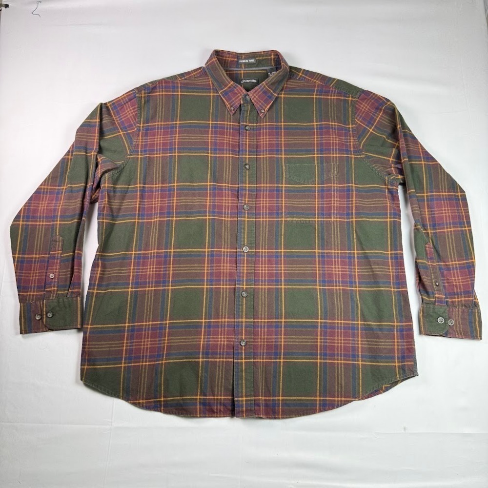 St Johns Bay Shirt Mens XXL Premium Twill Plaid Button Down Multicolor Y2K